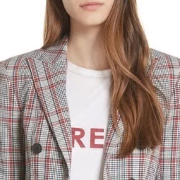 NWT VERONICA BEARD Caldwell Dickey Jacket Size 6 Red/Gray - Picture 3 of 16